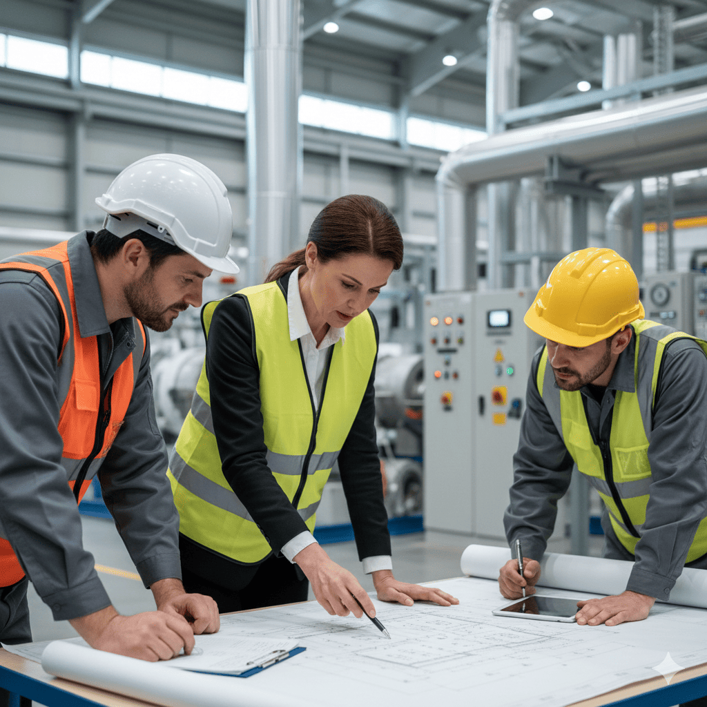 tecico revisando el cumplimiento de normas