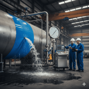 tecnicos realizando prueba de presion hidrostatica